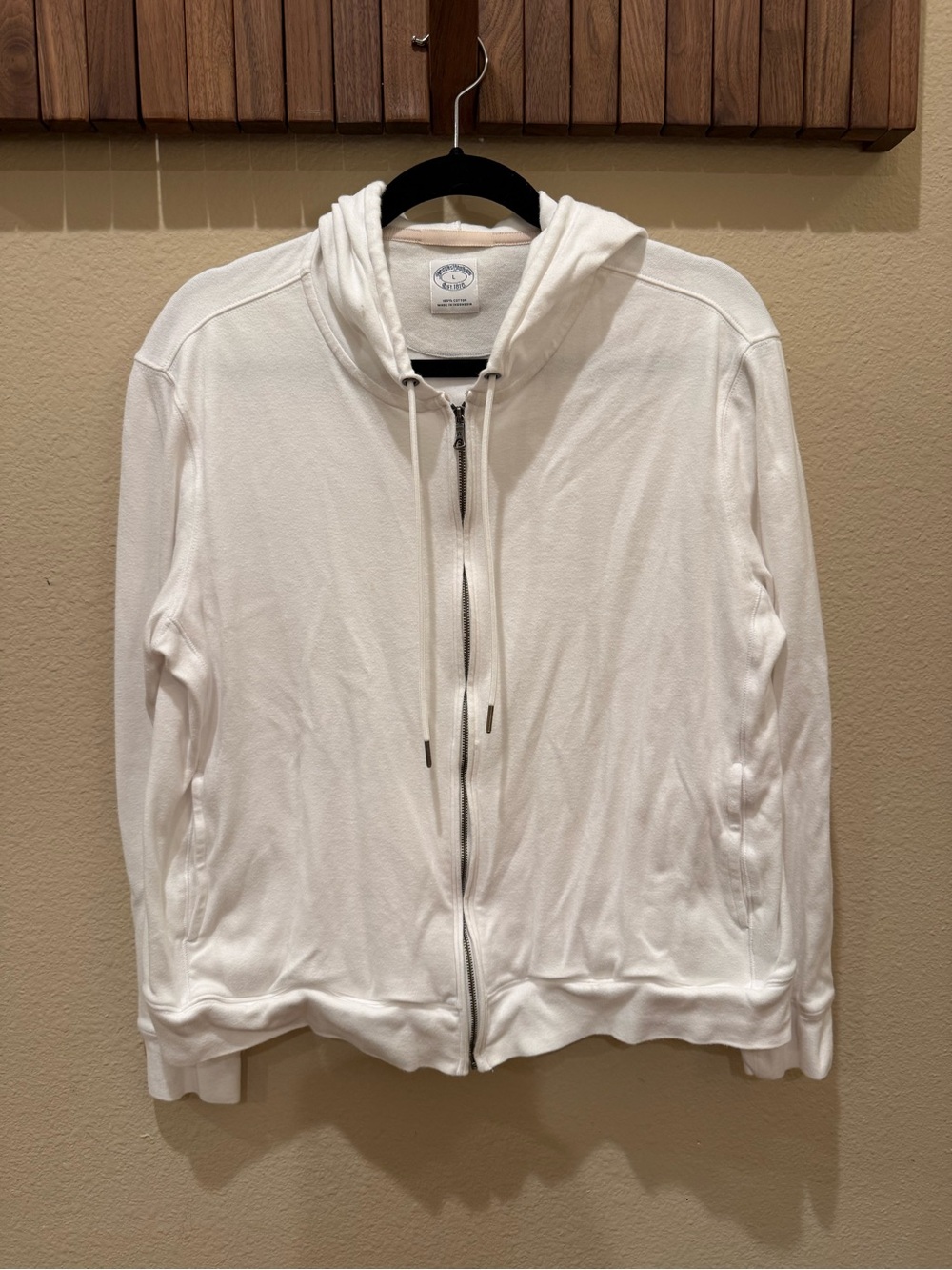 Brooks brothers White Zip-Up Hooded Sweatshirt